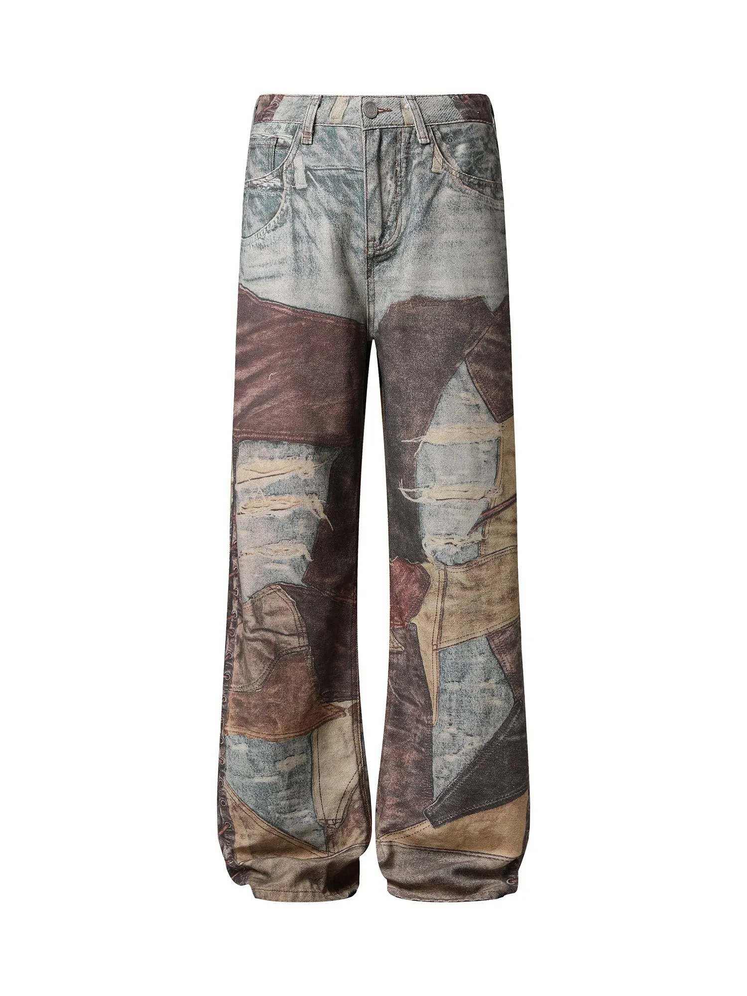 1984 High Street Distressed Washed Printed Jeans