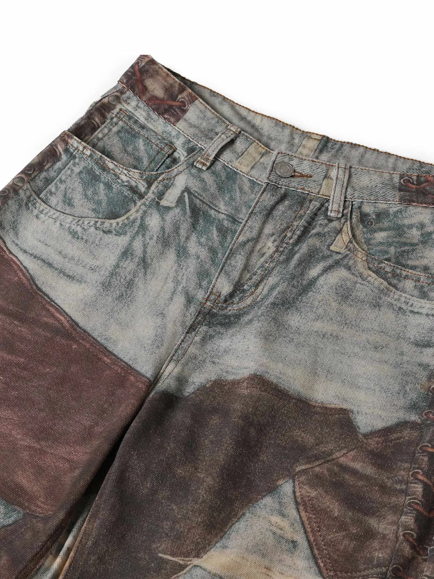 1984 High Street Distressed Washed Printed Jeans