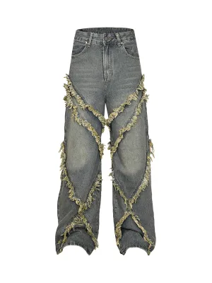 1984 High Street Hip Hop Washed Distressed Jeans - 2069