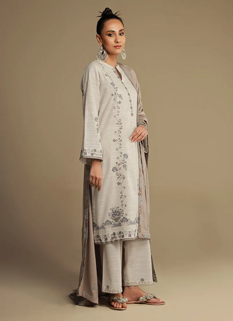 3 Pc Khaddar Embroidered Suit - Ikse-213990