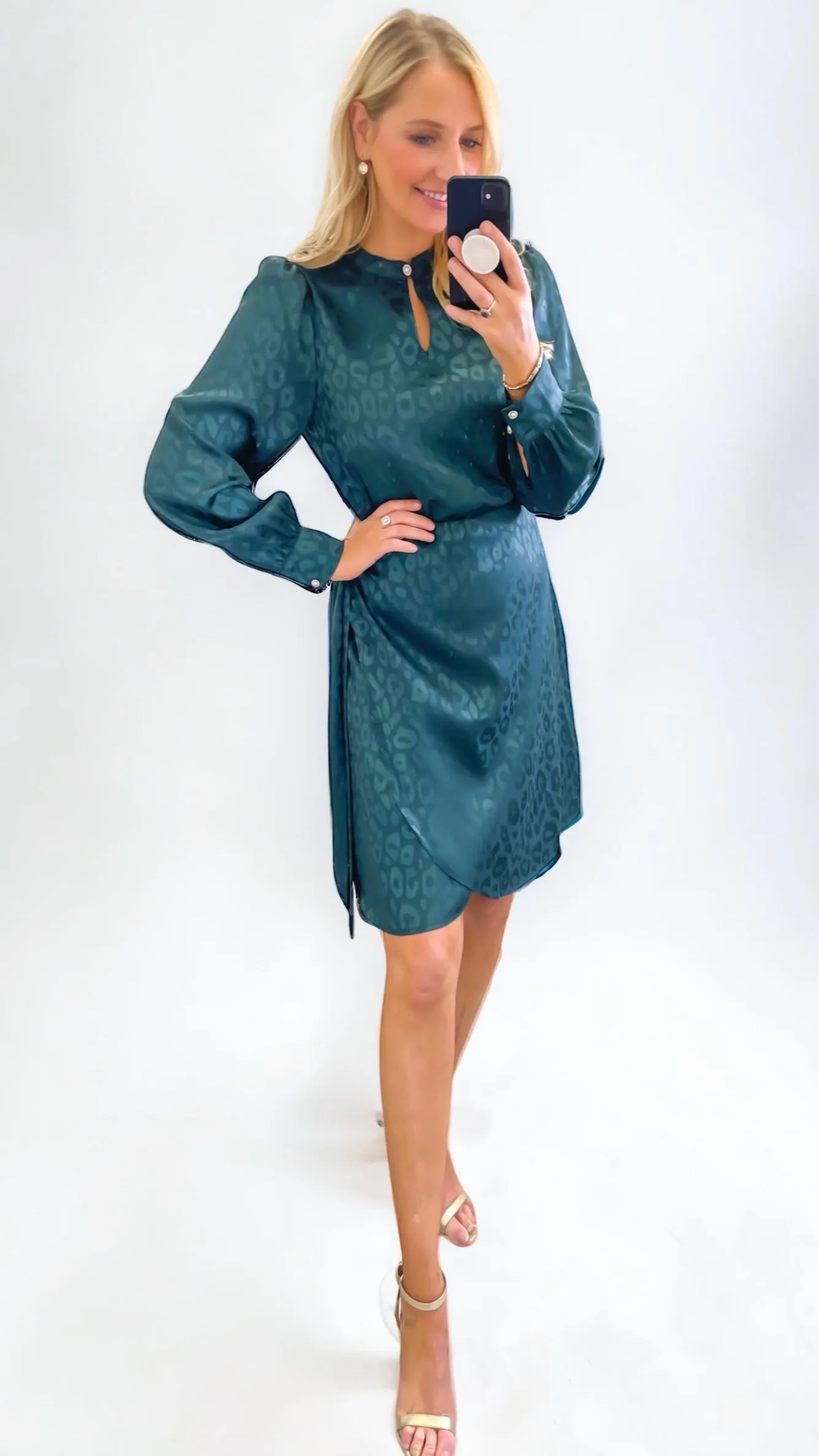 4-A1177 Green Embossed Nell Dress