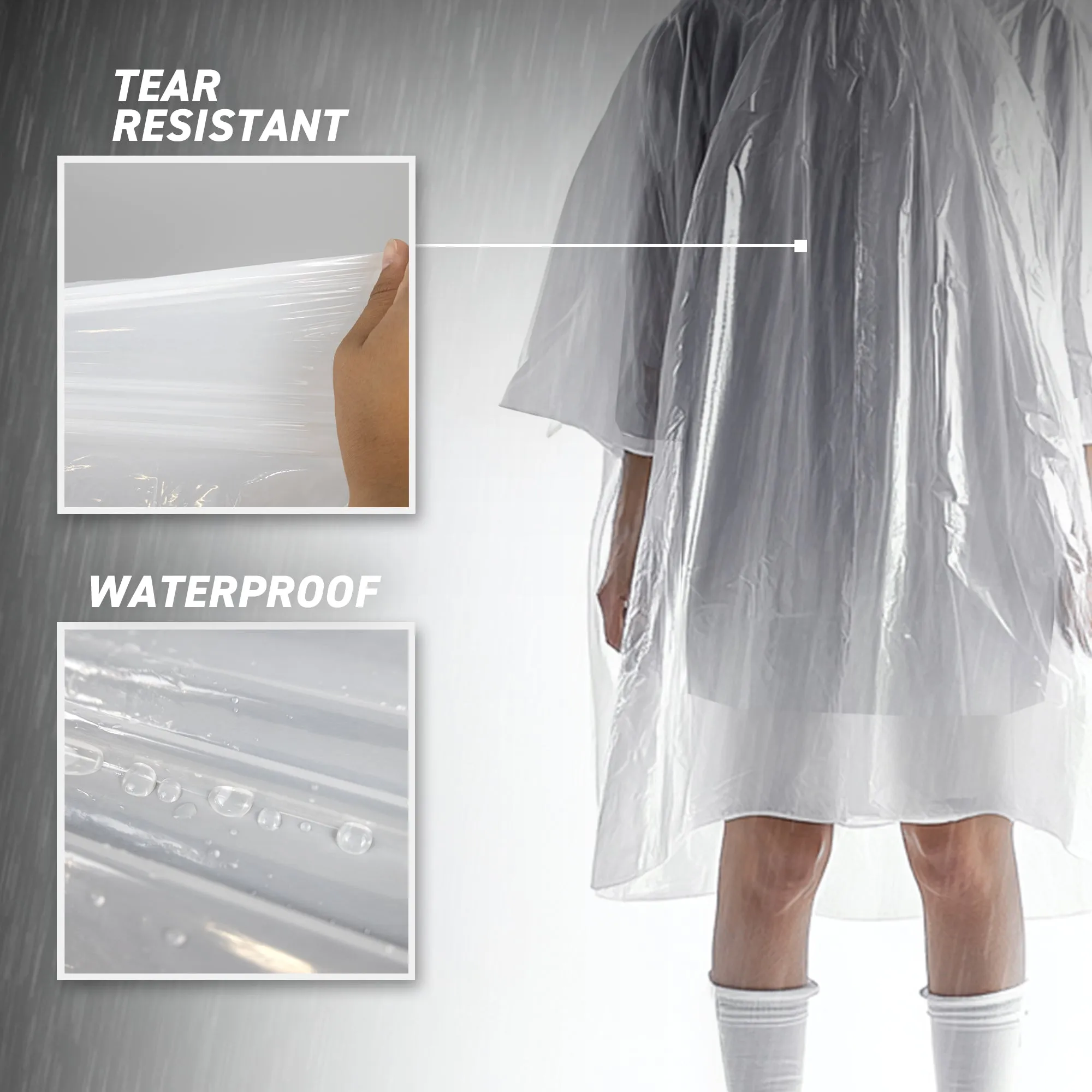 72HRS Disposable Hooded Rain Poncho