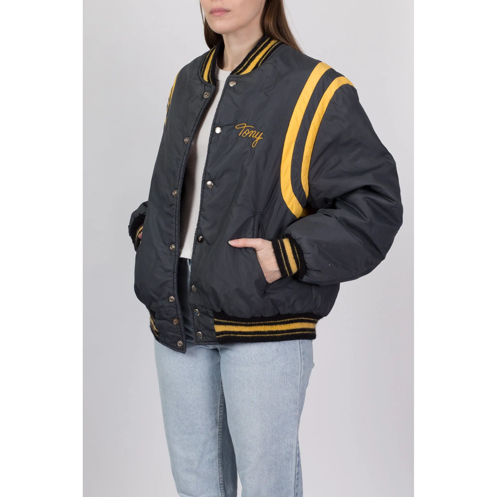 80s Genola Softball Varsity Bomber Jacket - Men's Medium, Women's Large