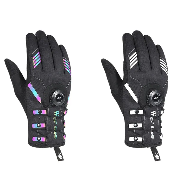 A Pair WEST BIKING Cycling Breathable Self-locking Gloves with Buckle, Size: L(Anti-light Type)