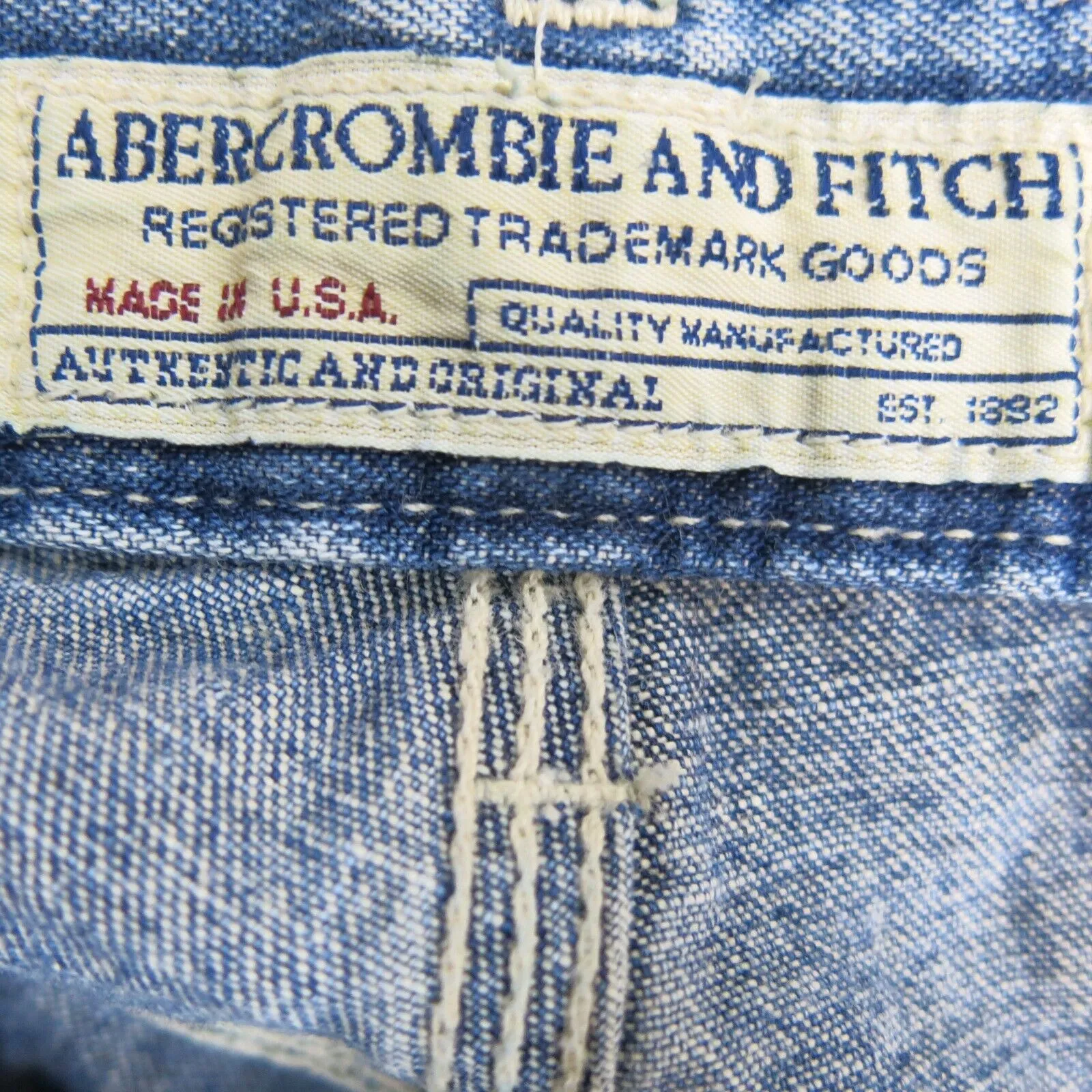 Abercrombie & Fitch Mens Jeans Denim 100% Cotton Wide Leg High Rise Blue SZ 42L