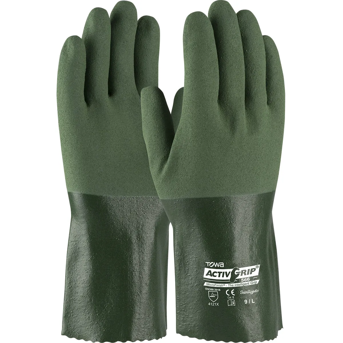 ActivGrip 56-AG566 12" Nitrile Coated with Cotton Liner and MicroFinish Grip Safety Work Glove(One Dozen)