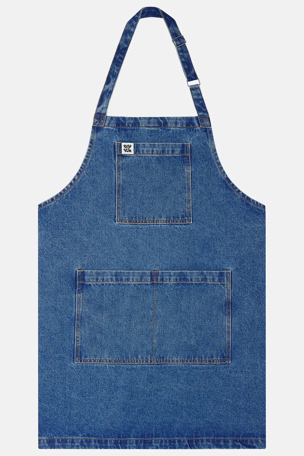 Ada - Denim Apron in Mid Wash Blue