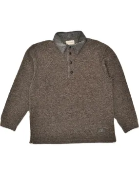 ADVANTAGE Mens Polo Neck Jumper Sweater Large Grey Flecked Cotton