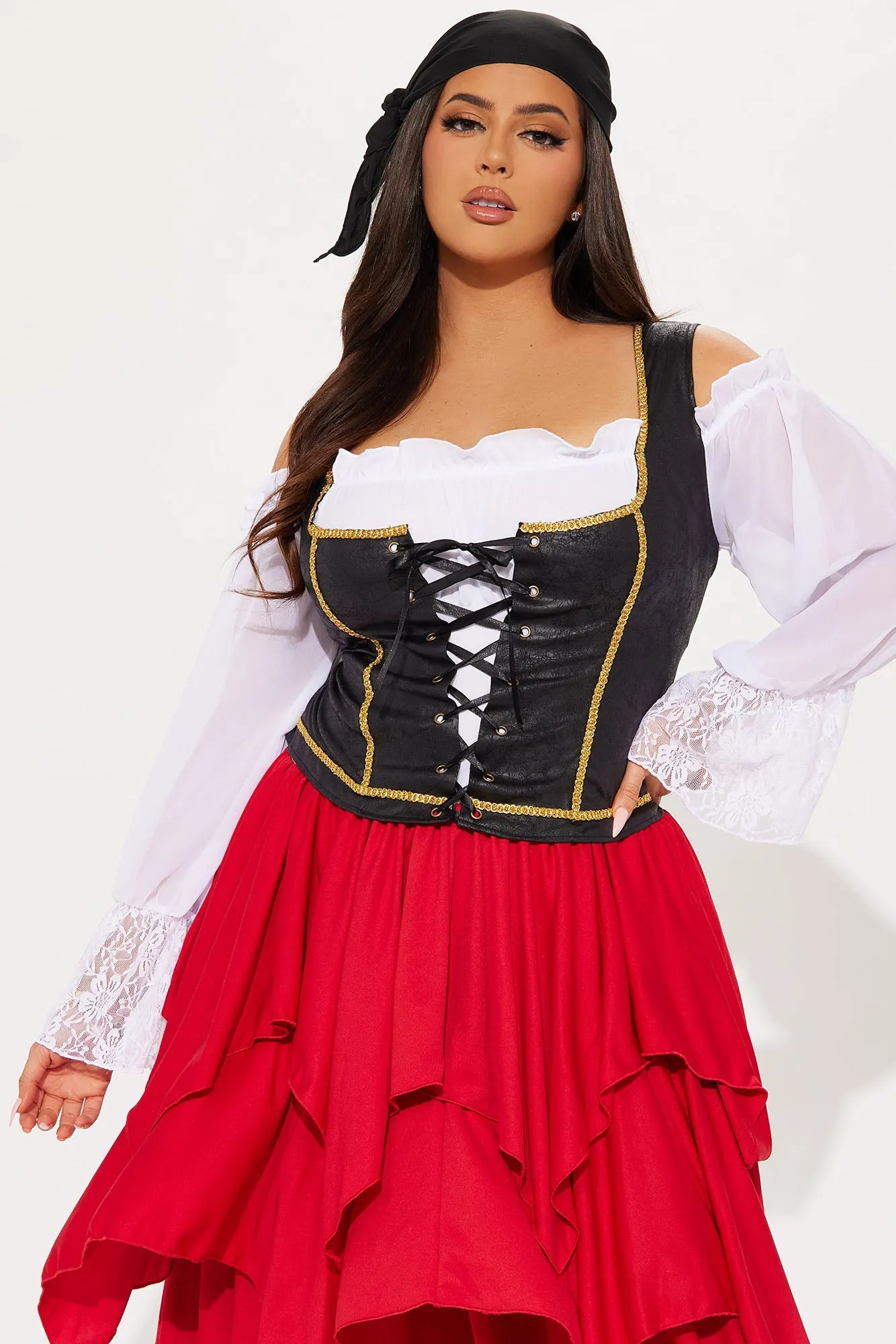 Ahoy Matey Pirate 2 Piece Costume Set - Red/combo