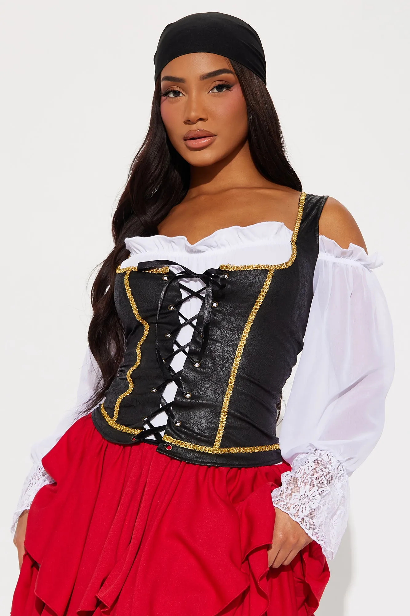 Ahoy Matey Pirate 2 Piece Costume Set - Red/combo