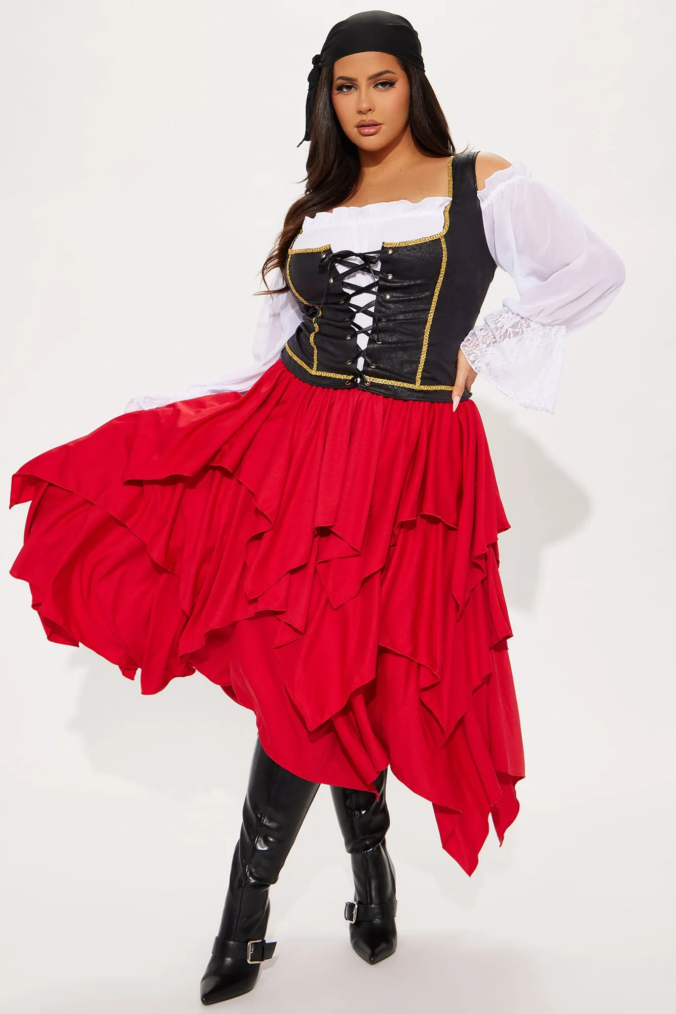 Ahoy Matey Pirate 2 Piece Costume Set - Red/combo