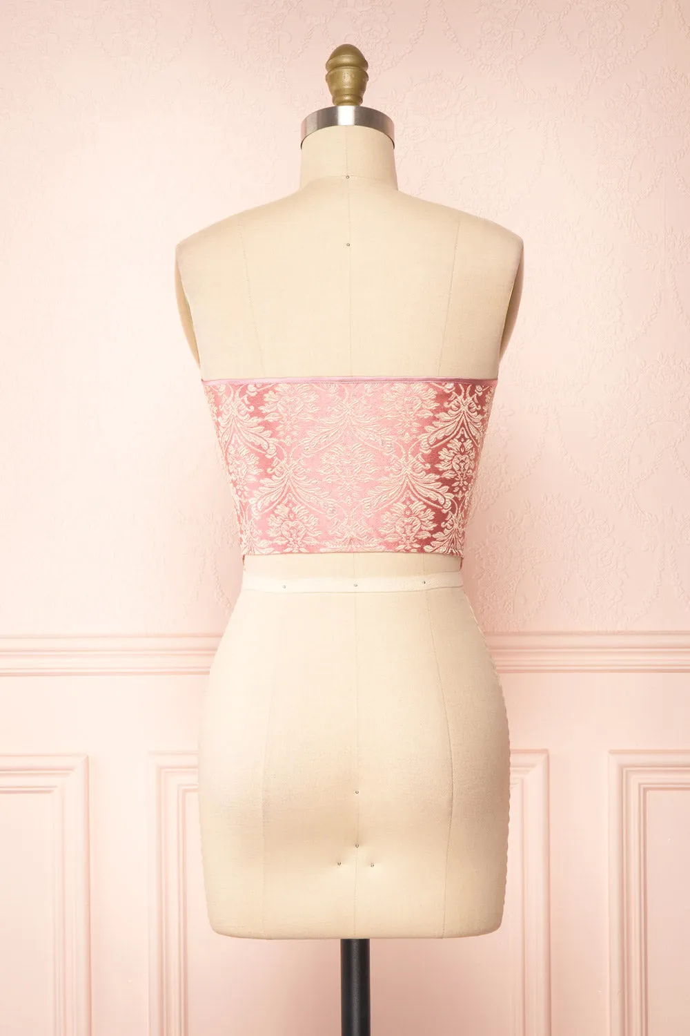 Amadina | Pink Strapless Cropped Corset