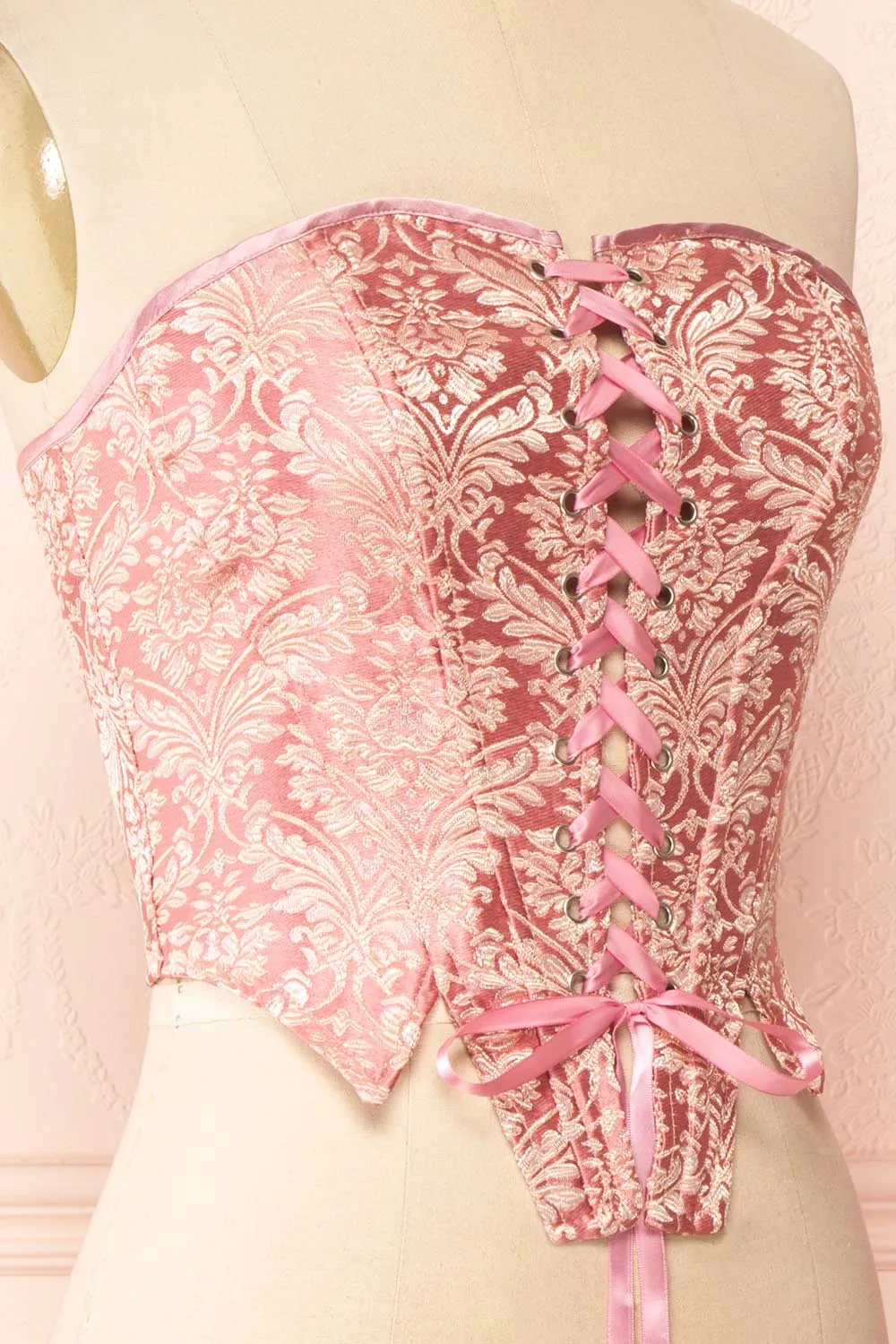 Amadina | Pink Strapless Cropped Corset