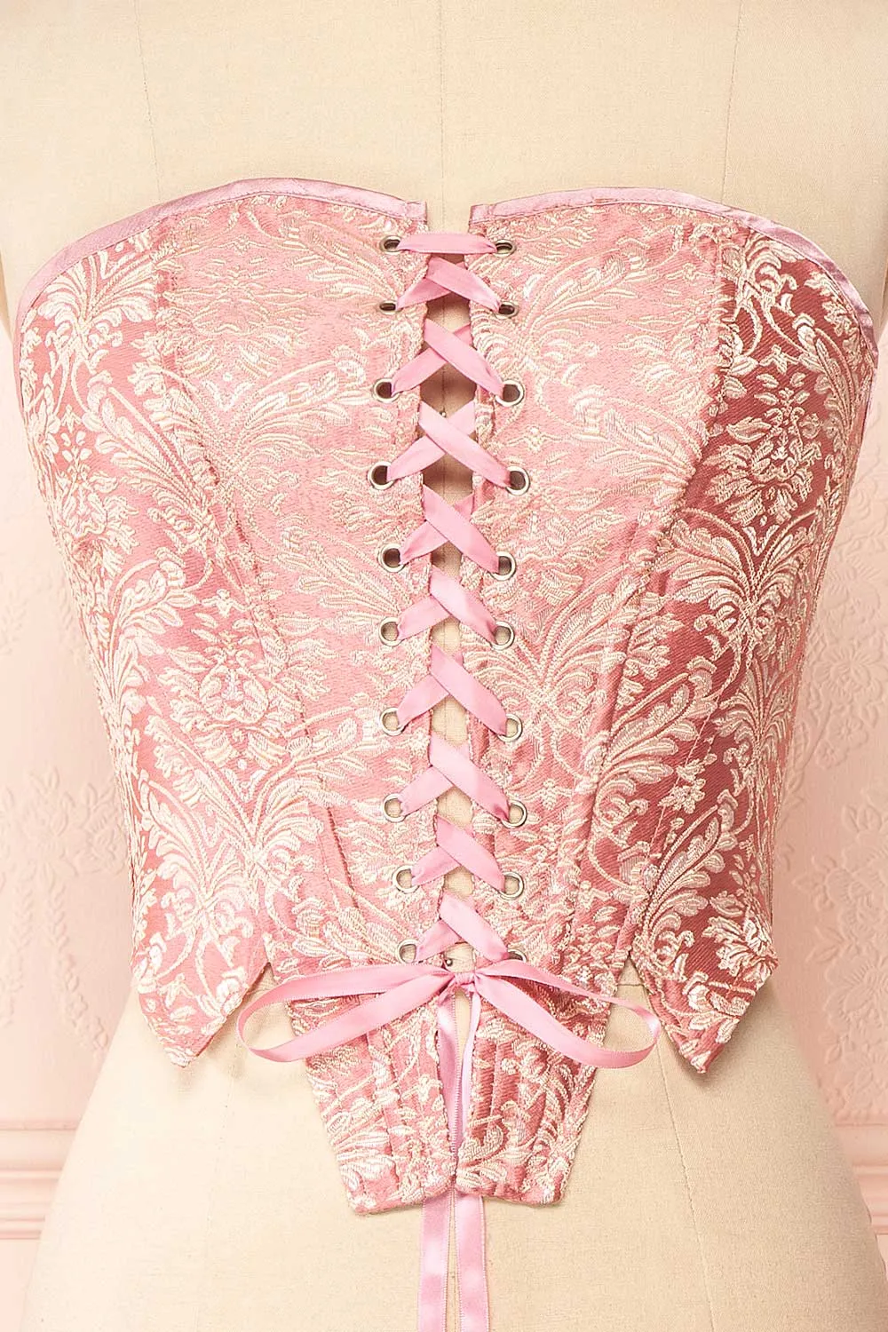 Amadina | Pink Strapless Cropped Corset