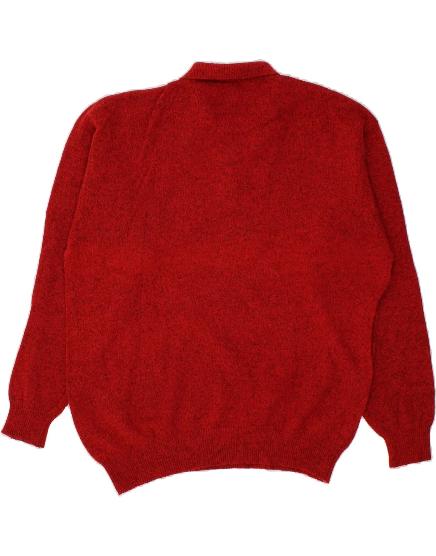 AMERICANINO Mens Polo Neck Jumper Sweater XL Red Flecked Wool