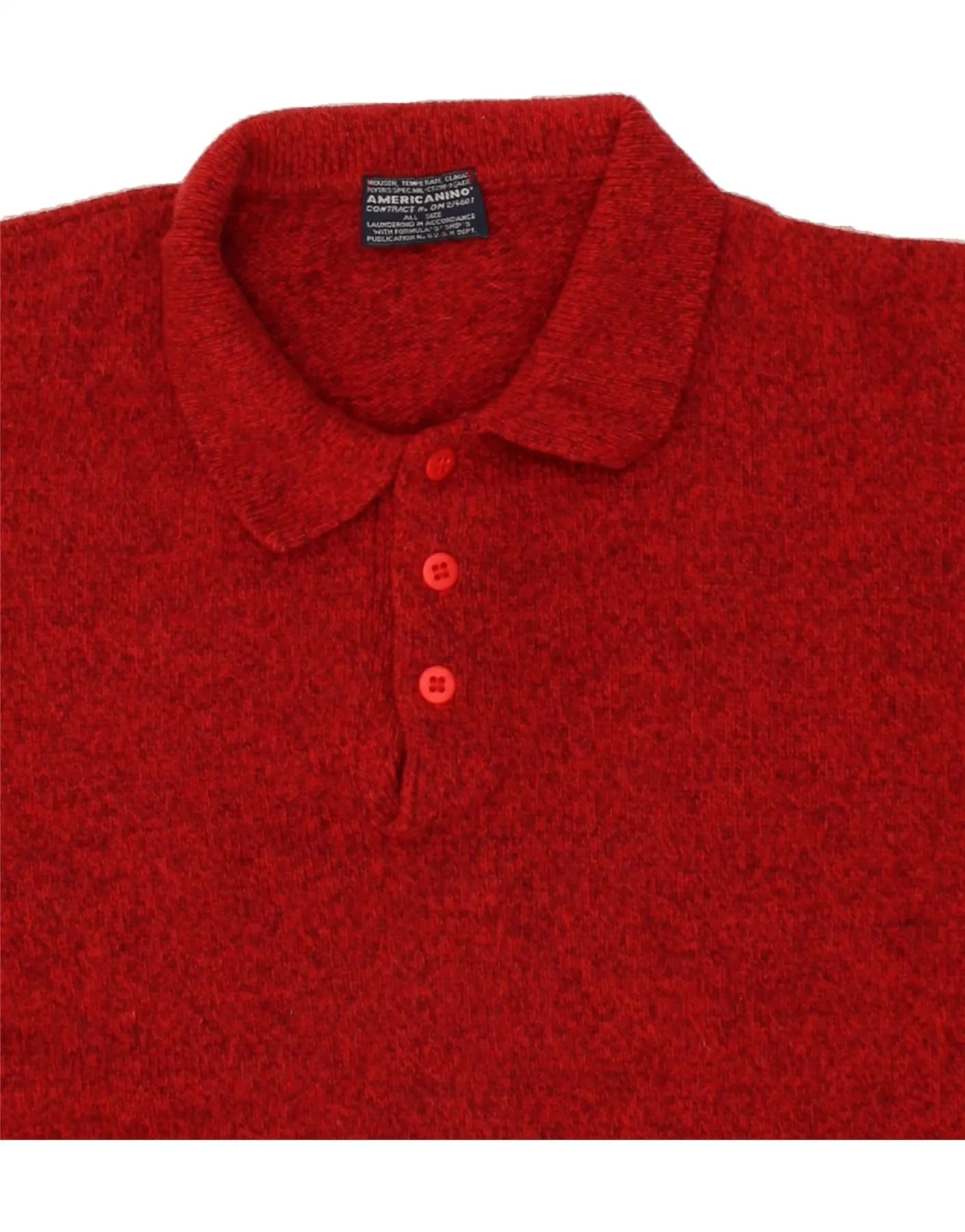 AMERICANINO Mens Polo Neck Jumper Sweater XL Red Flecked Wool