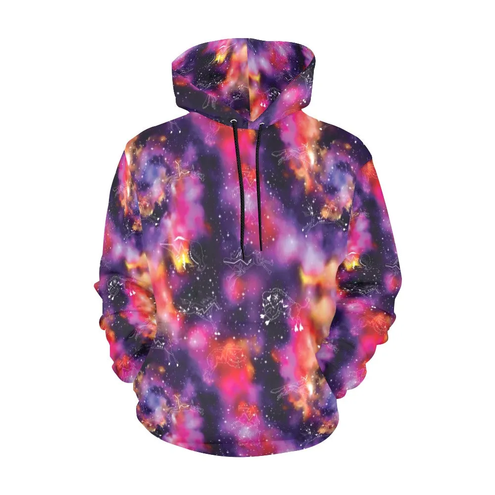 Animal Ancestors 9 Cosmic Swirl Purple and Red Hoodie for Men (USA Size)