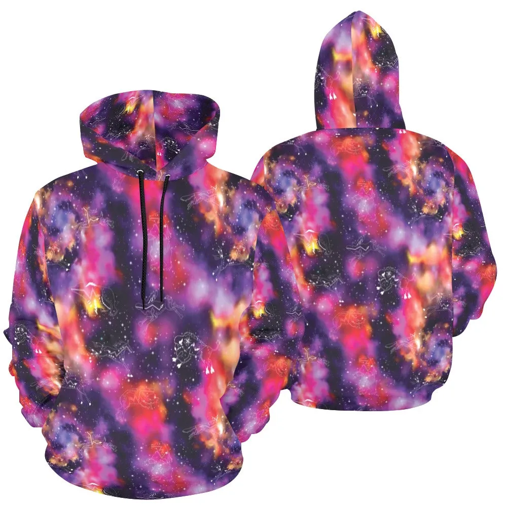 Animal Ancestors 9 Cosmic Swirl Purple and Red Hoodie for Men (USA Size)