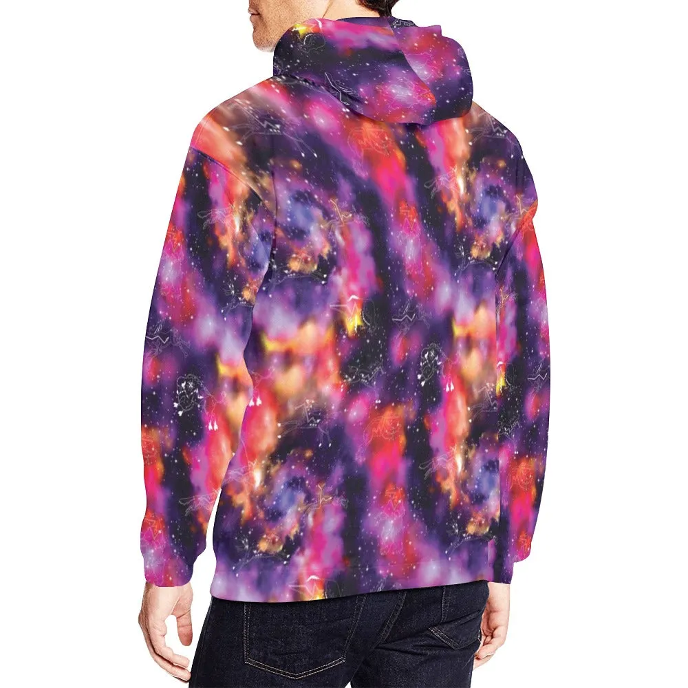 Animal Ancestors 9 Cosmic Swirl Purple and Red Hoodie for Men (USA Size)