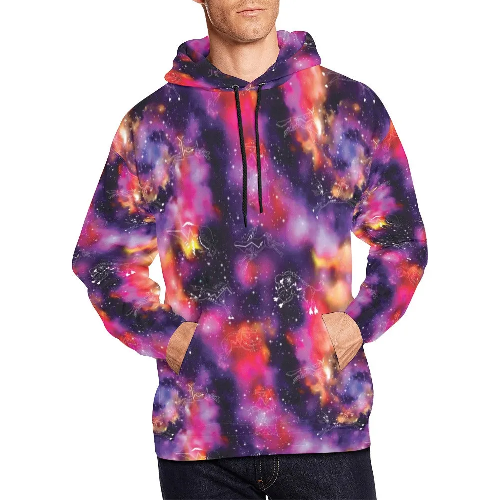 Animal Ancestors 9 Cosmic Swirl Purple and Red Hoodie for Men (USA Size)