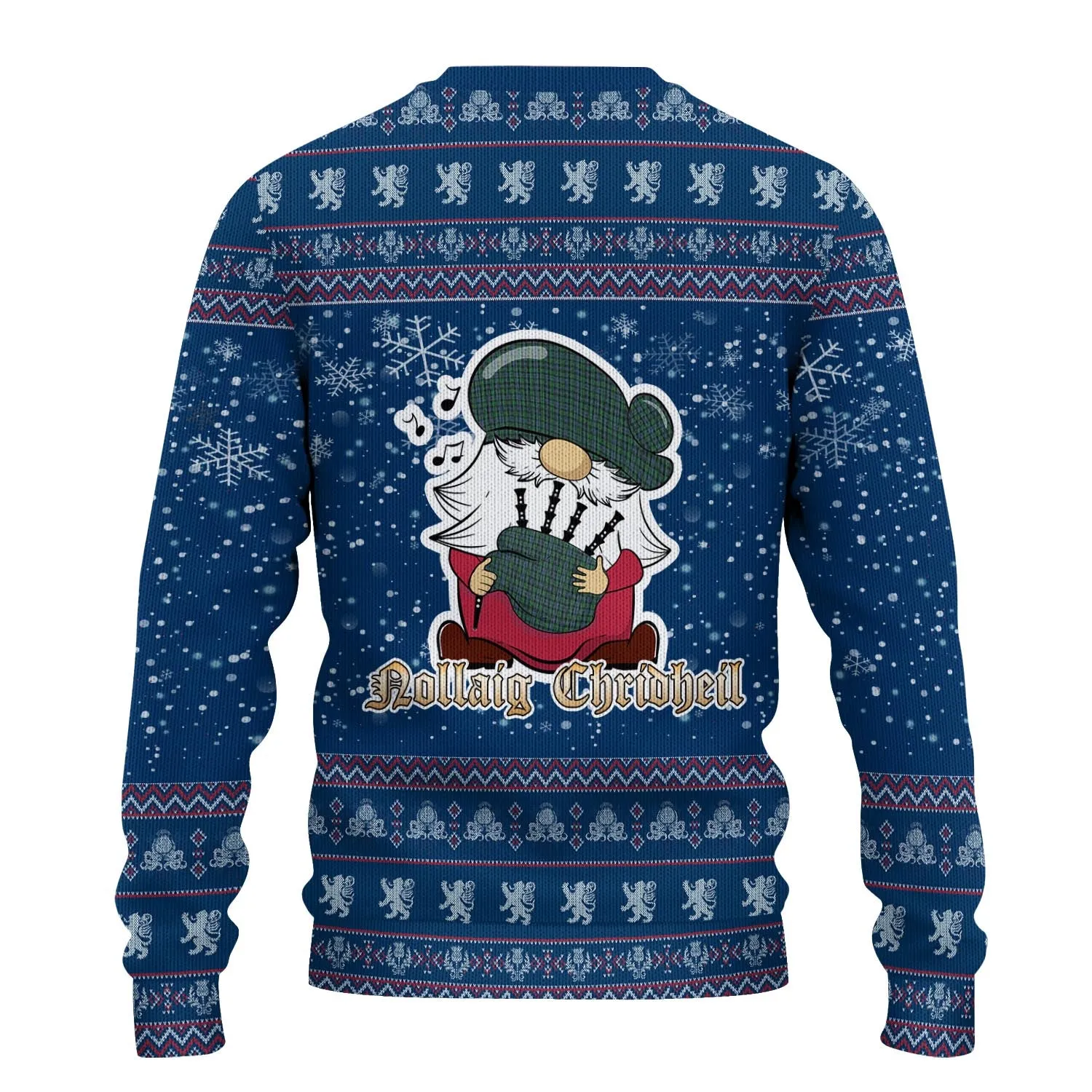 Arbuthnot Clan Christmas Family Ugly Sweater with Funny Gnome Playing Bagpipes