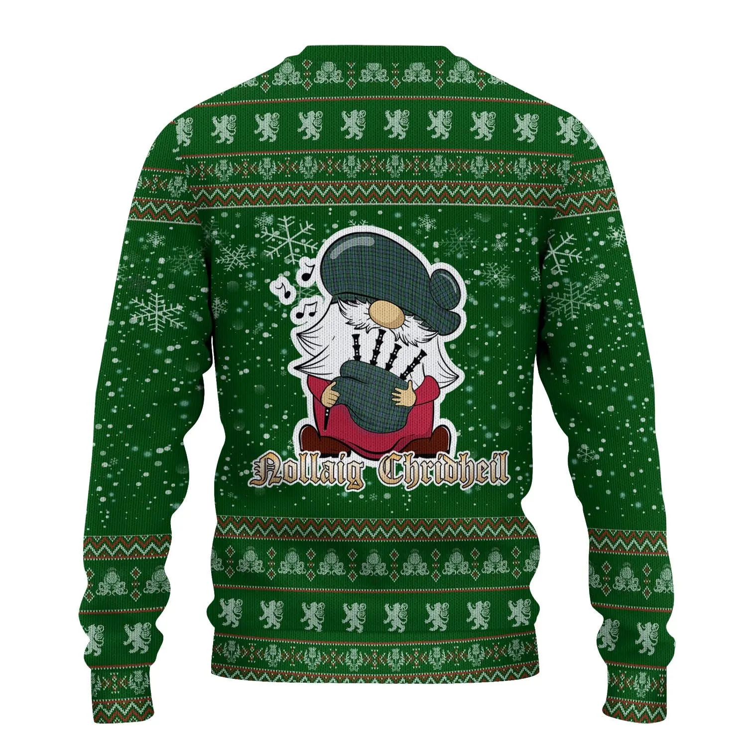 Arbuthnot Clan Christmas Family Ugly Sweater with Funny Gnome Playing Bagpipes