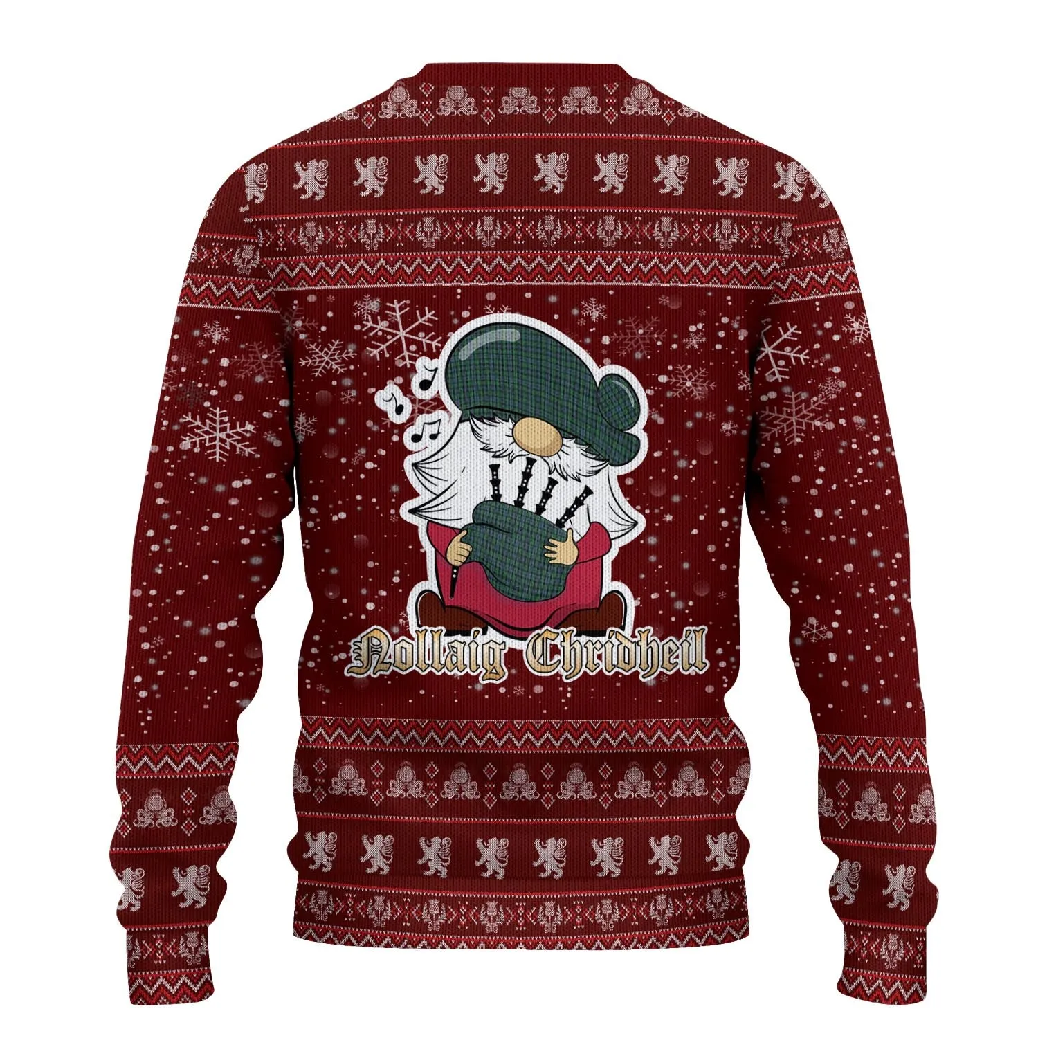 Arbuthnot Clan Christmas Family Ugly Sweater with Funny Gnome Playing Bagpipes