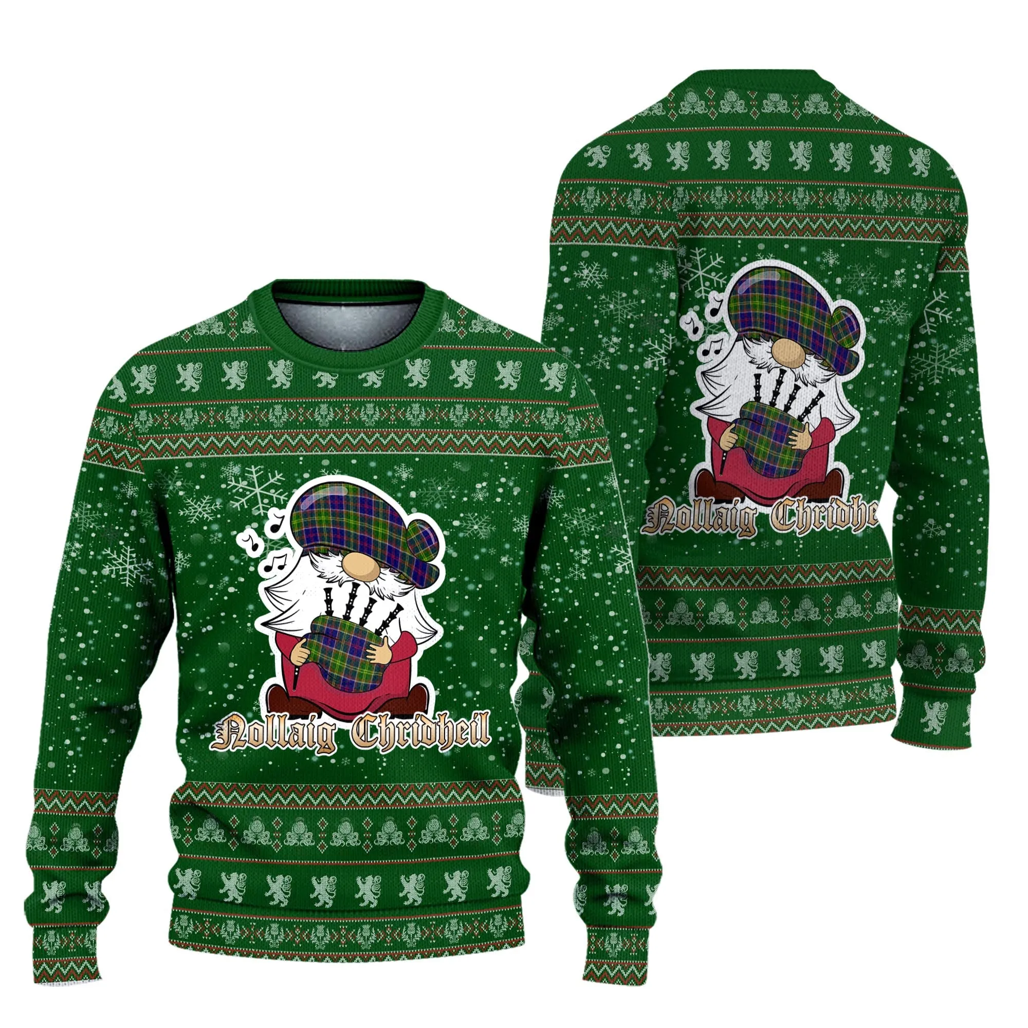 Arnott Clan Christmas Family Ugly Sweater with Funny Gnome Playing Bagpipes