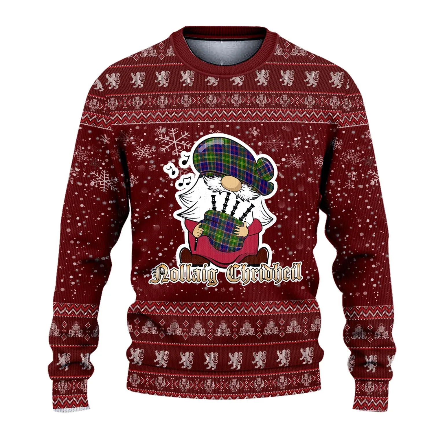 Arnott Clan Christmas Family Ugly Sweater with Funny Gnome Playing Bagpipes