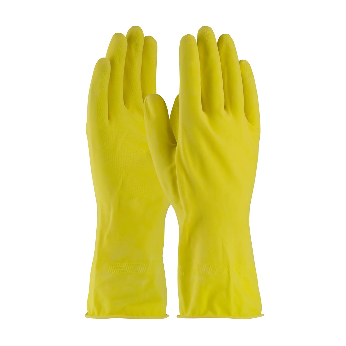 Assurance 48-L160Y 16 Mil Unsupported Latex, Flock Lined with Raised Diamond Grip Safety Glove (One Dozen)