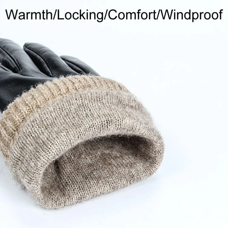 Autumn And Winter Padded Leather Gloves Business Simple Outdoor Sports Warm Gloves, Size: XL(Black)