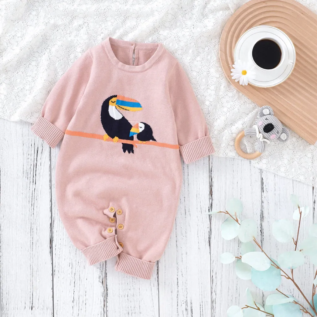 Baby Cute Bird Pattern Long Sleeve Knitted Pullover Rompers by MyKids-USA™