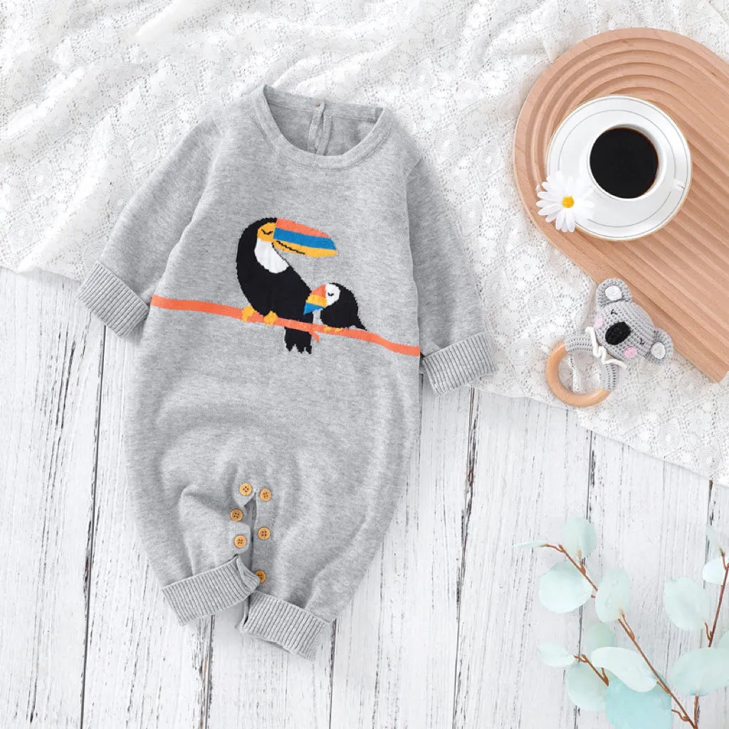 Baby Cute Bird Pattern Long Sleeve Knitted Pullover Rompers by MyKids-USA™