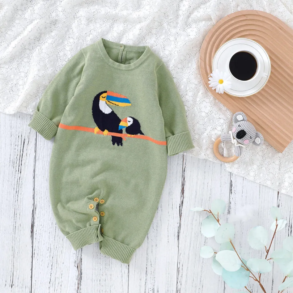 Baby Cute Bird Pattern Long Sleeve Knitted Pullover Rompers by MyKids-USA™