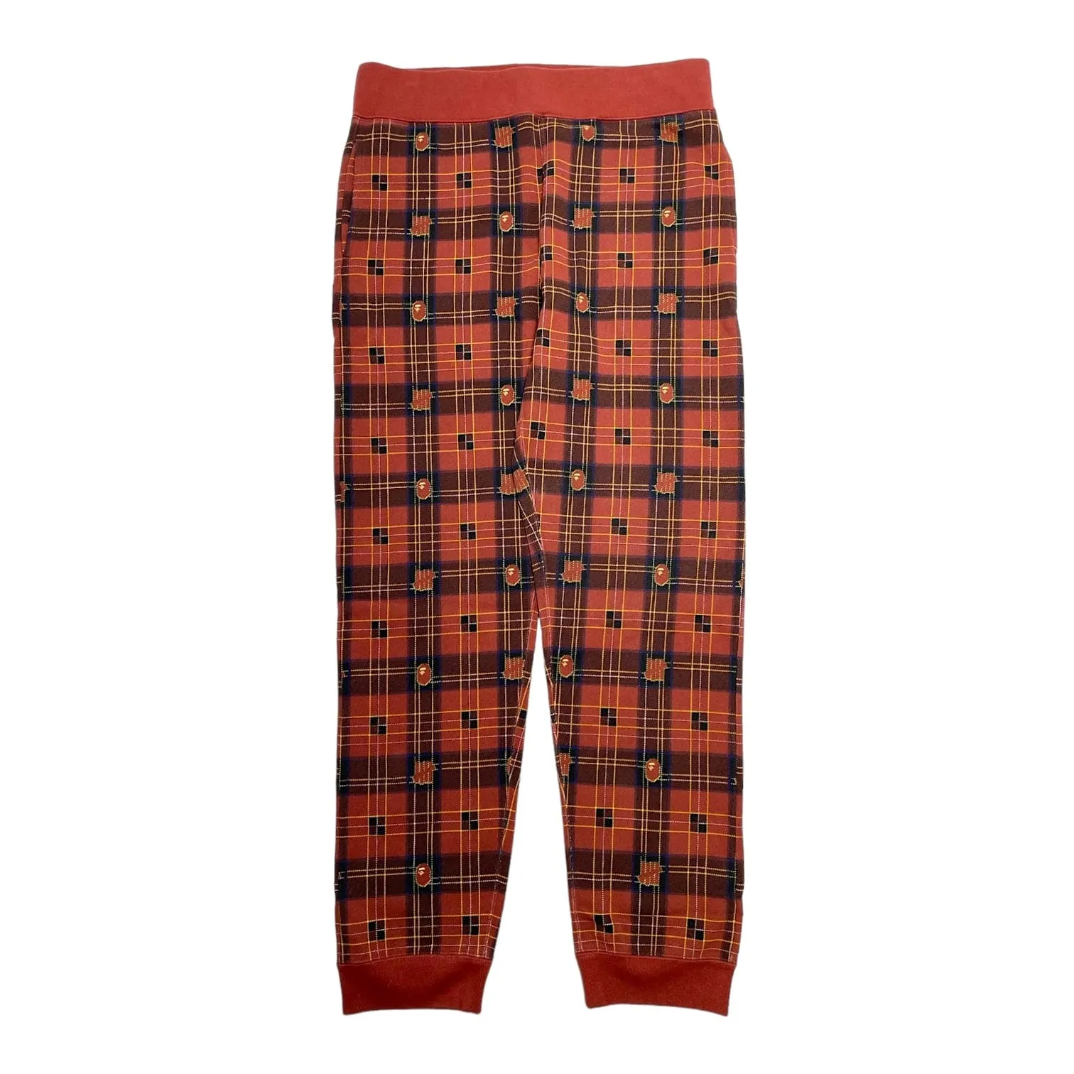 BAPE Undefeated Check Slim Sweatpants Red Pre-Owned