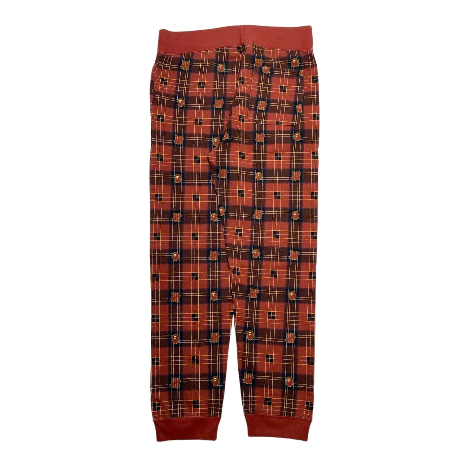 BAPE Undefeated Check Slim Sweatpants Red Pre-Owned