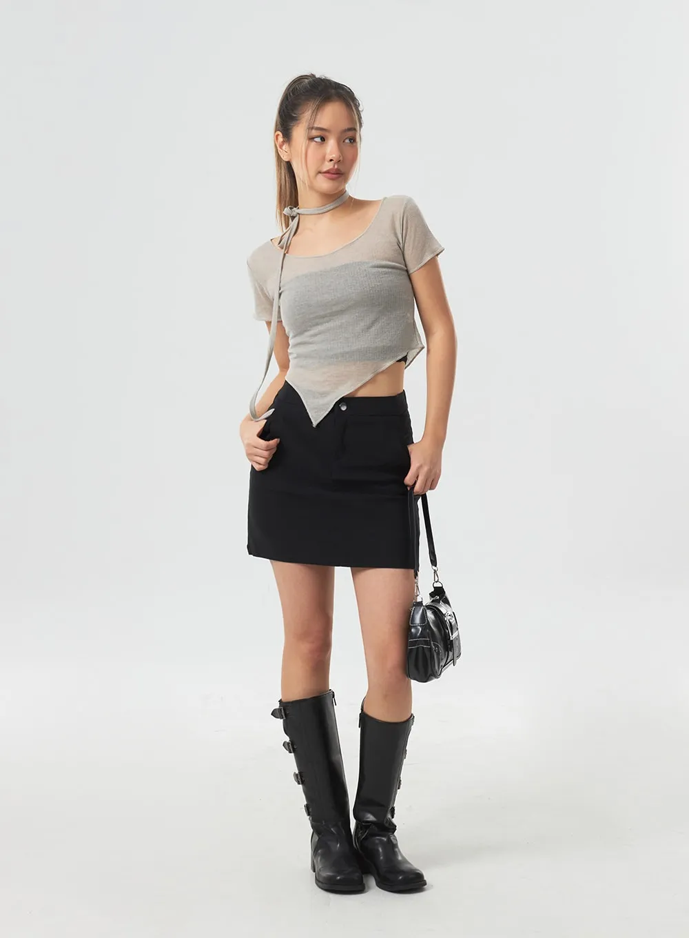 Basic High Waist Mini Skirt CM331