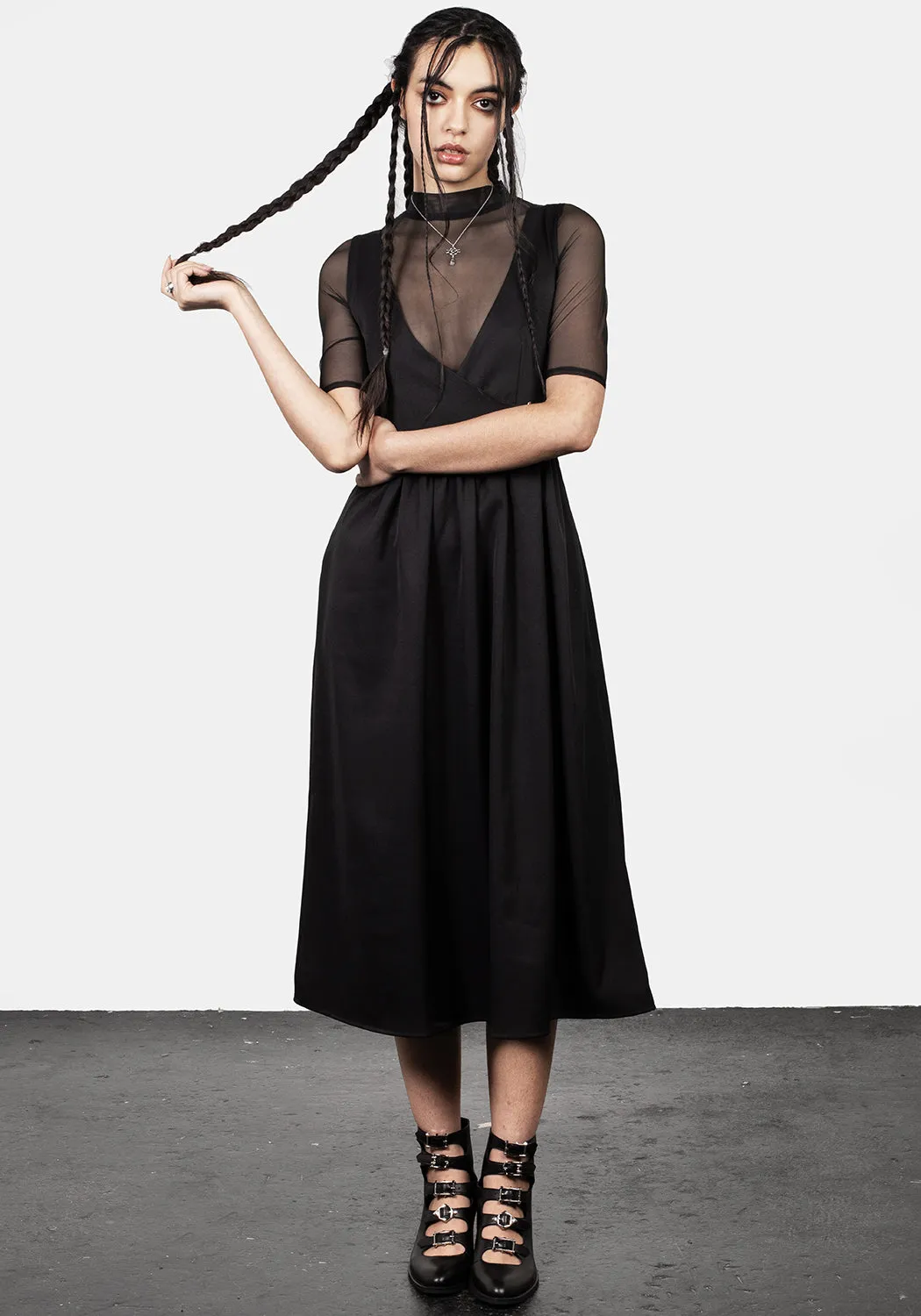 Belladonna Wrap Suspender Midi Dress