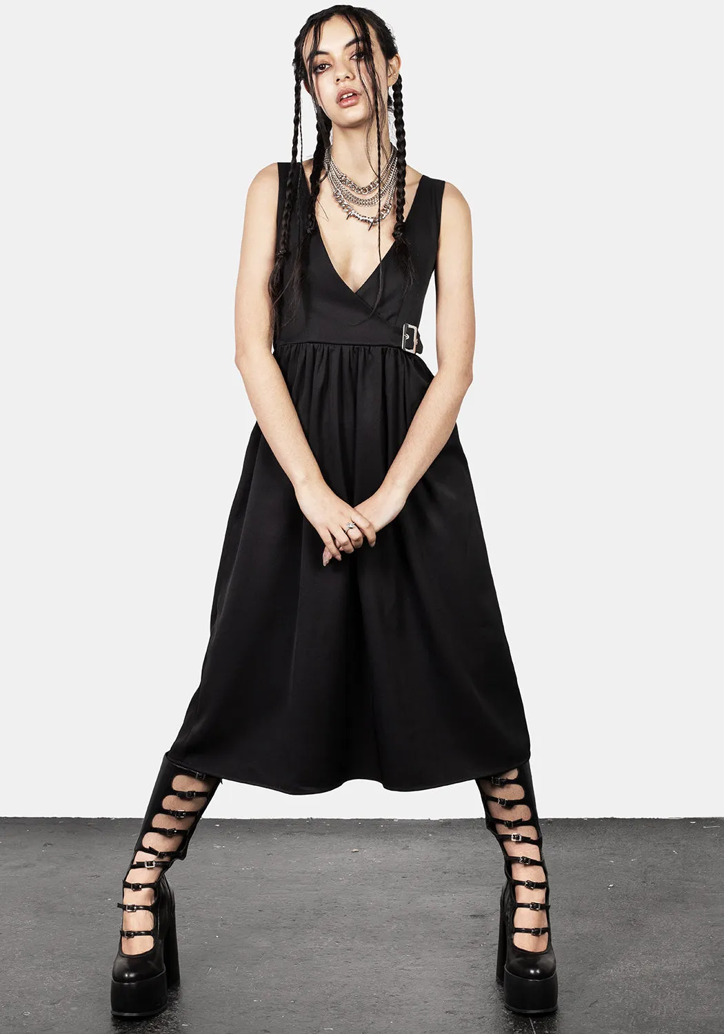 Belladonna Wrap Suspender Midi Dress