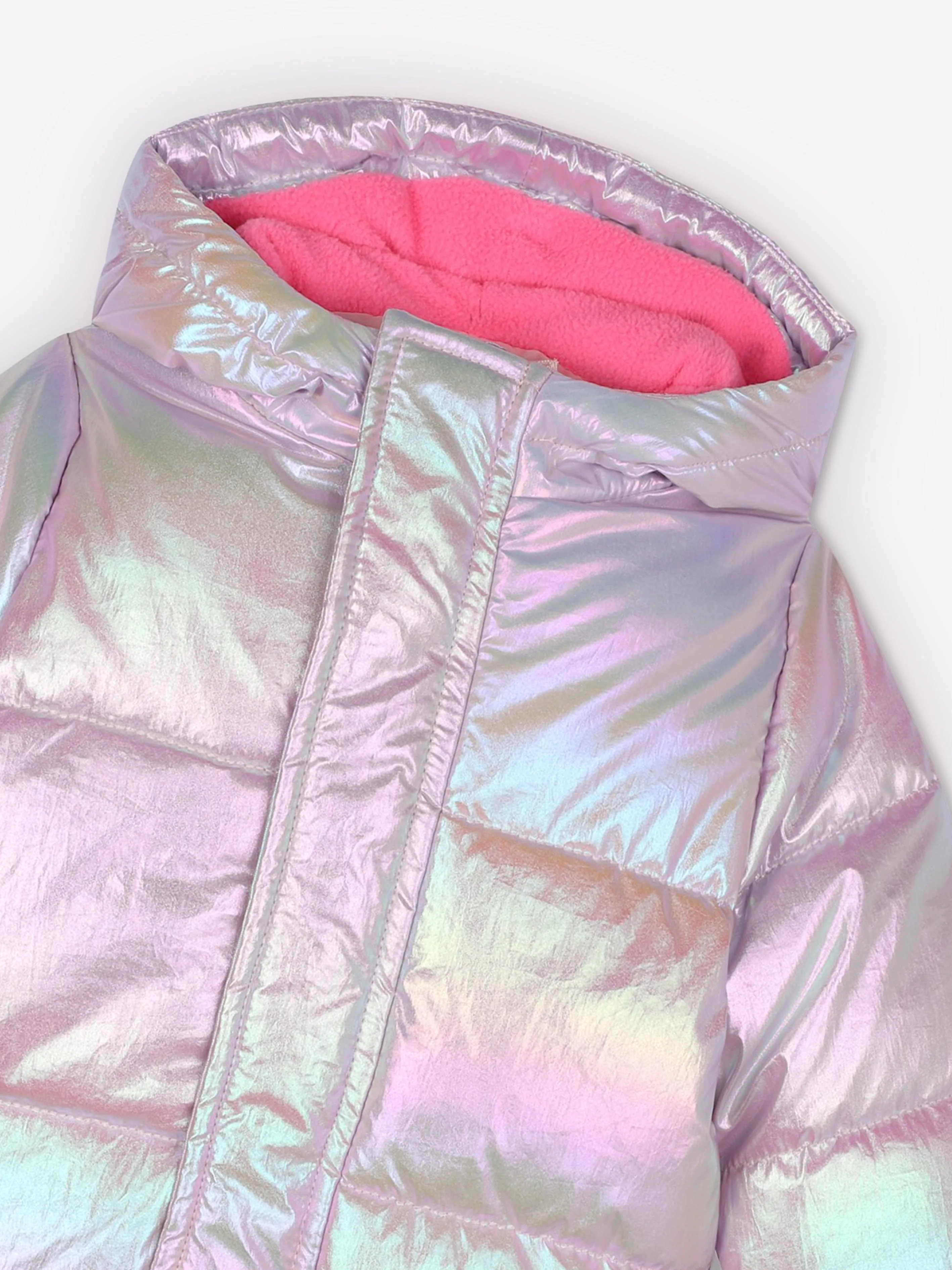 Billieblush Baby Girls Shiny Hooded Puffer Jacket in Purple