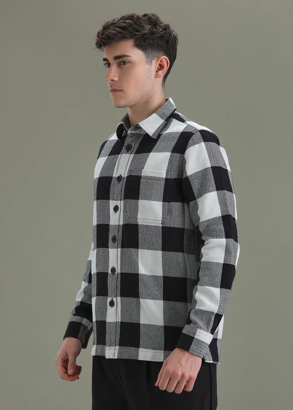 Black Checked Overshirt