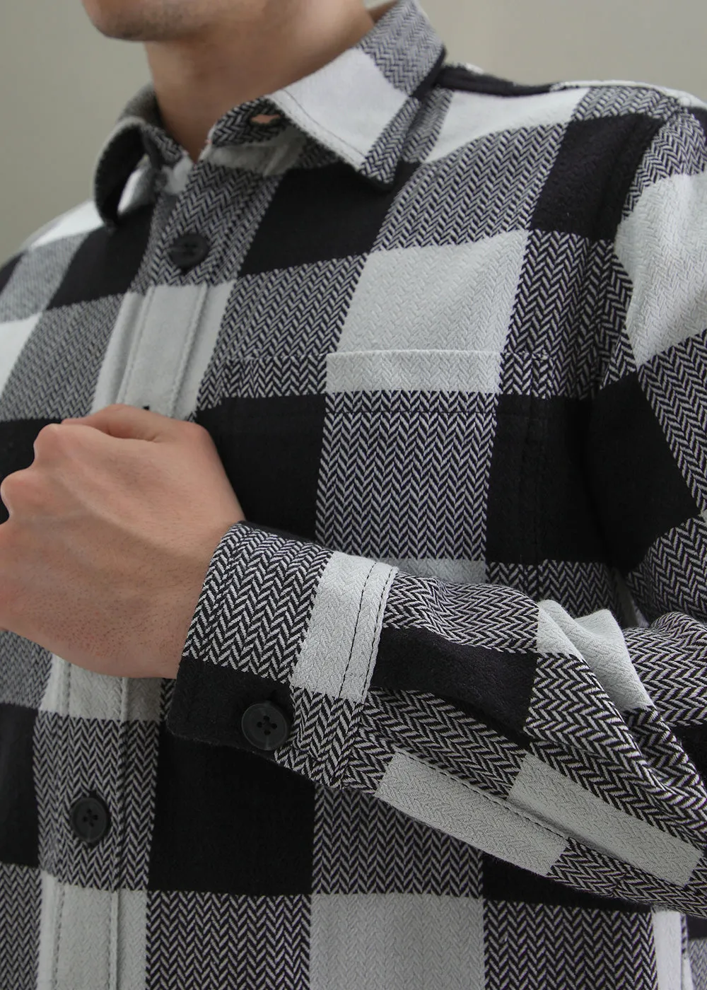 Black Checked Overshirt