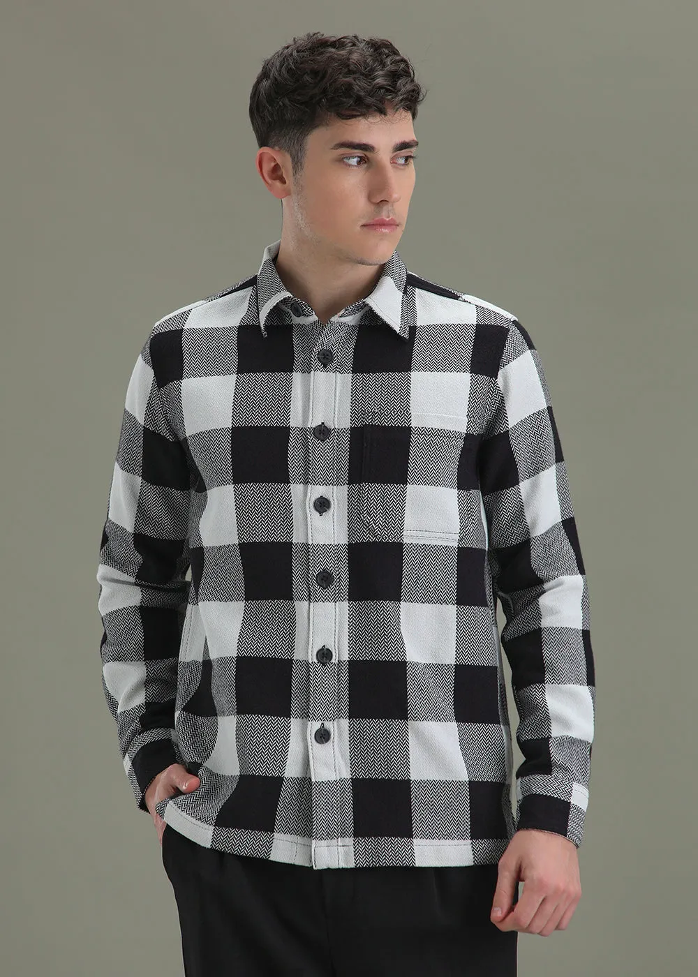 Black Checked Overshirt