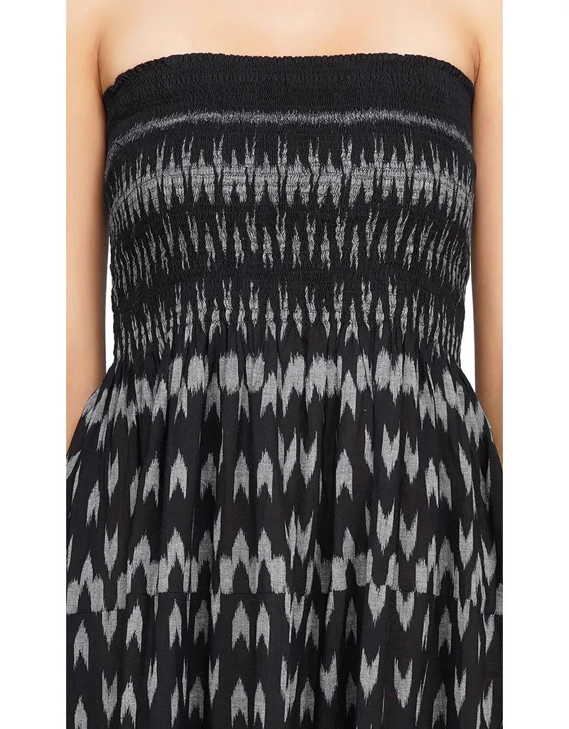 Black Ikat Tier Dress