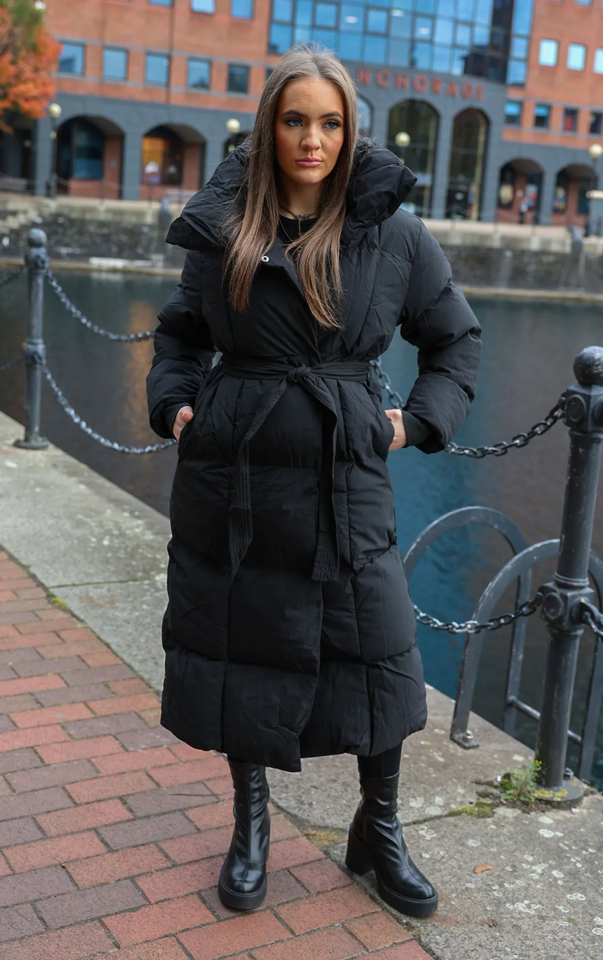 Black Long Puffer Duvet Coat