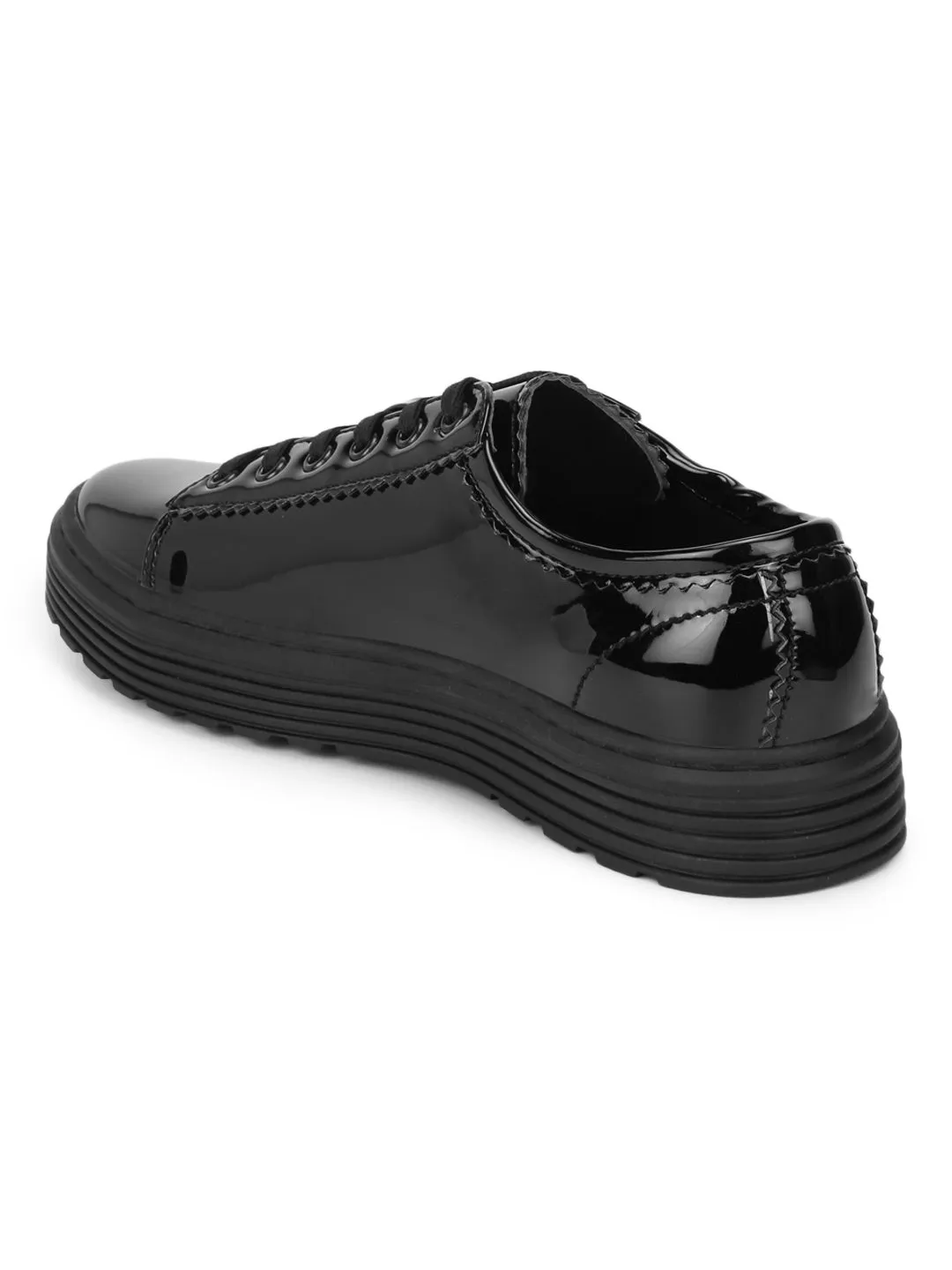 Black Patent Lace-Up Creeper Shoes