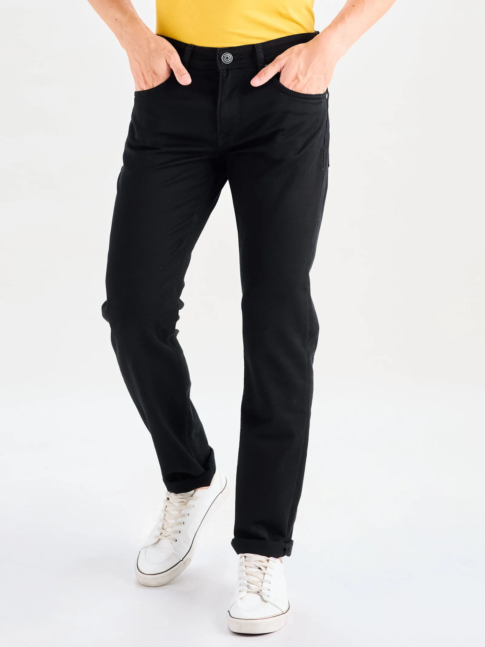 Black Straight Fit Stretch Jeans