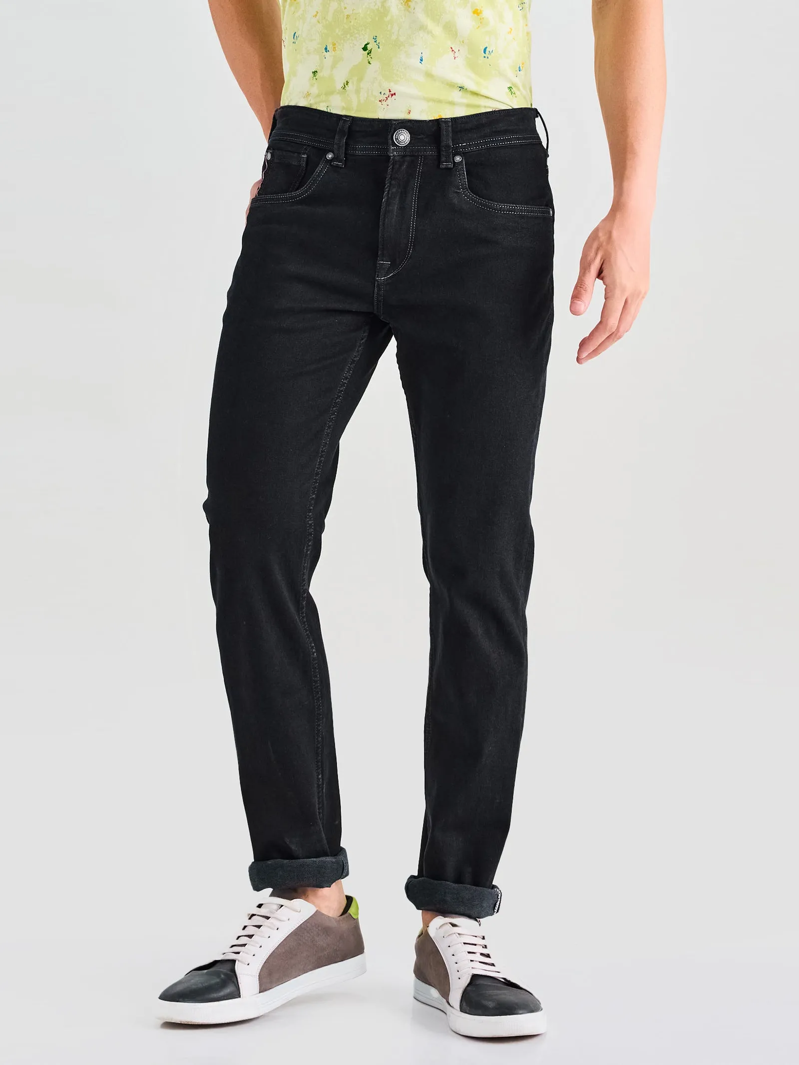 Black Straight Fit Stretch Jeans