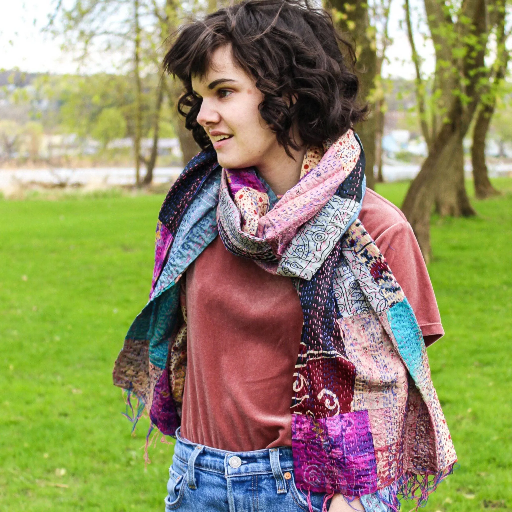 Boho Kantha Scarf