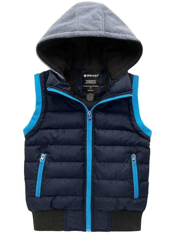 Boys Hooded Puffer Fleece Vest Warm Jacket